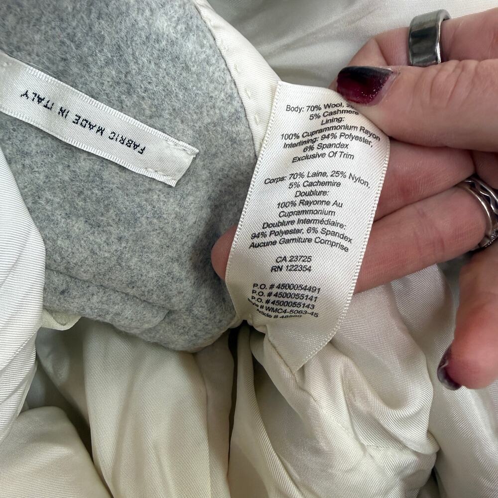 Wilfred Aritzia Cocoon Virgin Wool Cashmere Nylon Women's Grey Coat Size Medium - Picture 7 of 10